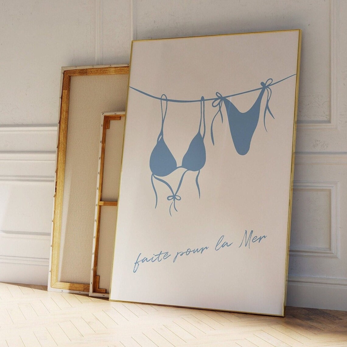 Blue Bikini Aesthetic Poster, Vintage Preppy Decor - Image 3