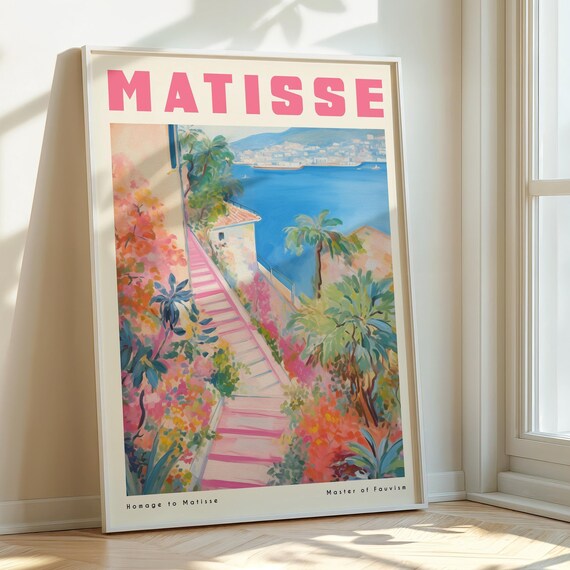 Pink Matisse Coastal Painting Print Matisse Landscape Wall Art Pastel Gallery Wall Pastel Beach Prints Hm017