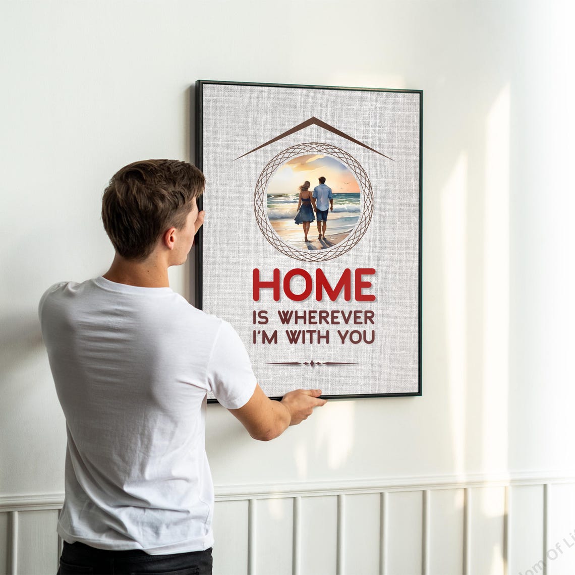 Home Is Wherever I Am With You Beach Couple Love Quote Wall Art - Image 4