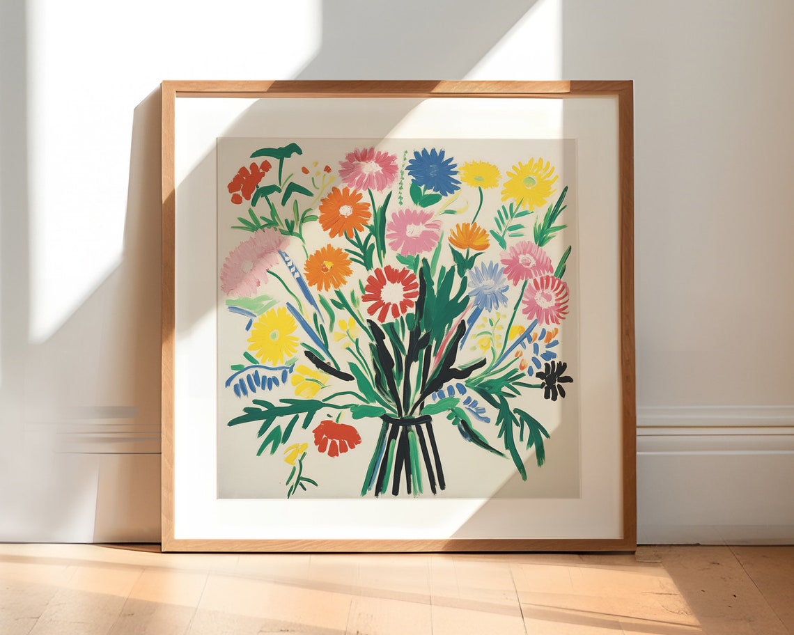 Vintage Wildflowers Botanical Art Print, Floral Decor