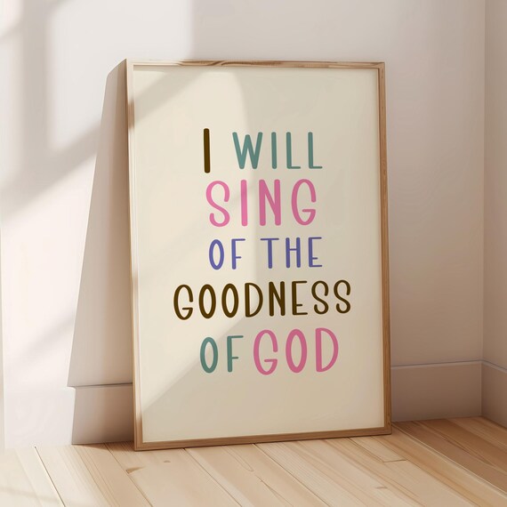 Goodness Of God Print Girly Christian Wall Art Faith Dorm Decor Pink Scripture Poster