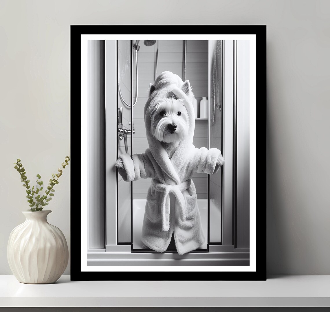 Scottish Terrier Funny Bathroom Art Print