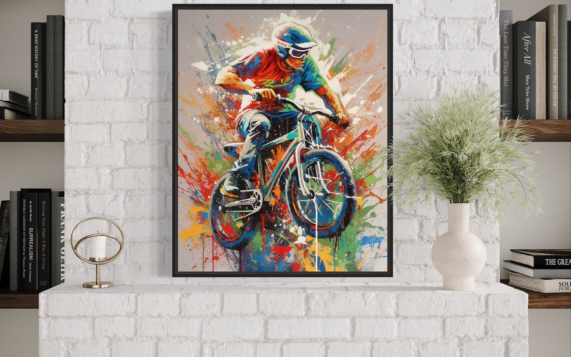 BMX Rider Airborne Jump Colorful Street Sport Action Art Poster - Image 3
