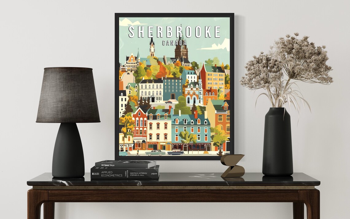 Sherbrooke Canada Hillside Town of Colorful Historic Houses Poster - Image 2