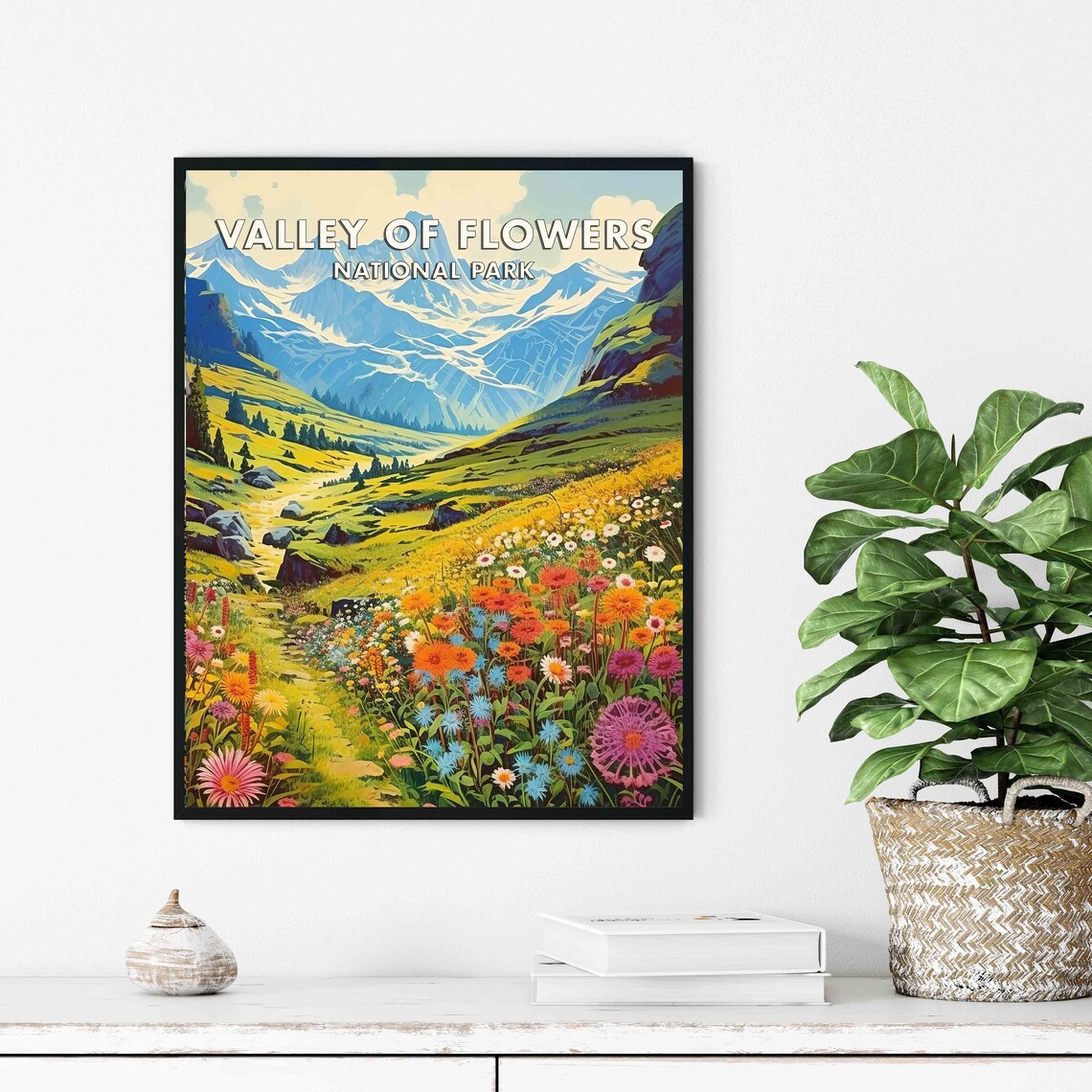 Valley of Flowers National Park Alpine Wildflower Meadow Poster - Image 3