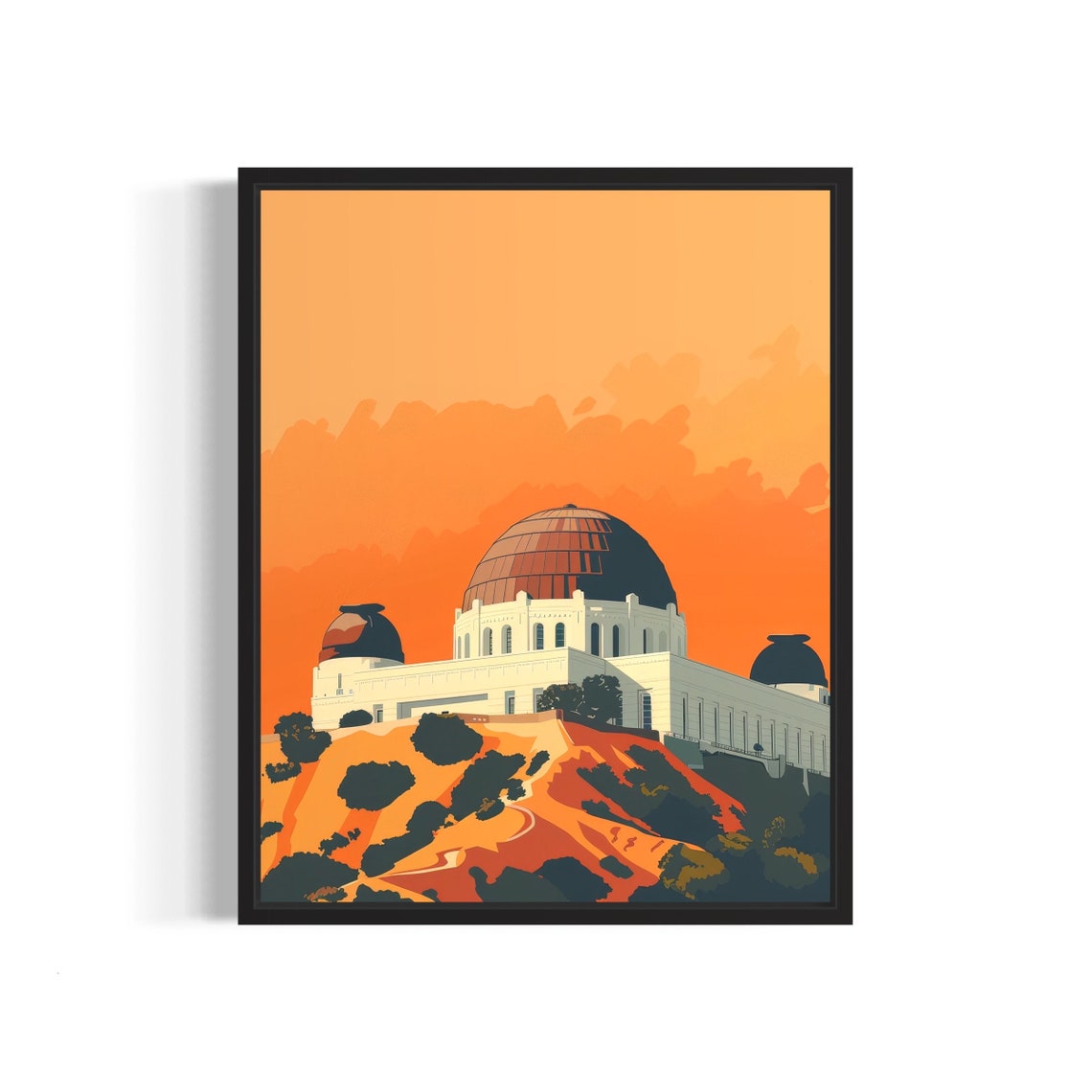 Griffith Observatory Sunset Poster Above Los Angeles in Orange