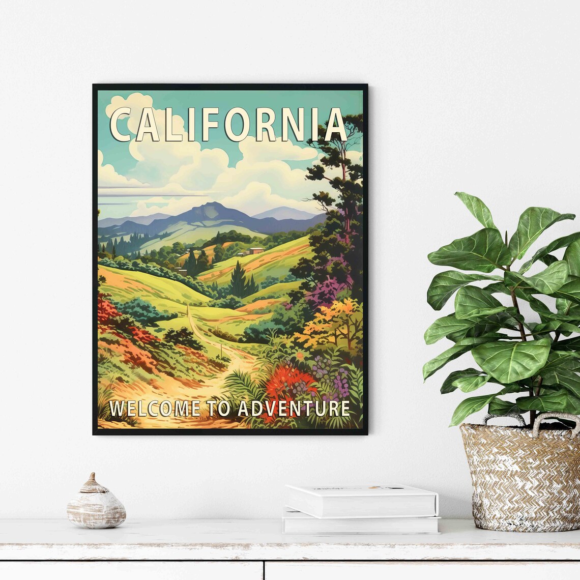 California Welcome to Adventure Retro WPA Hills Travel Poster - Image 2