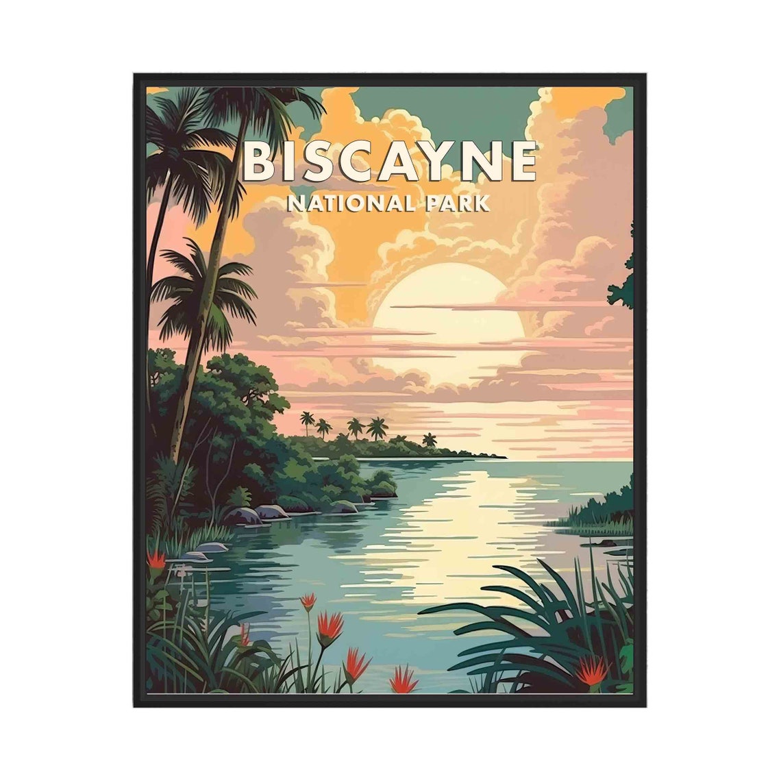 Biscayne National Park Florida Tropical Sunset Lagoon Poster