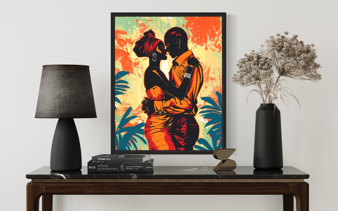 African Couple Dancing Modern Afrocentric Pop Art Romance Poster - Image 2