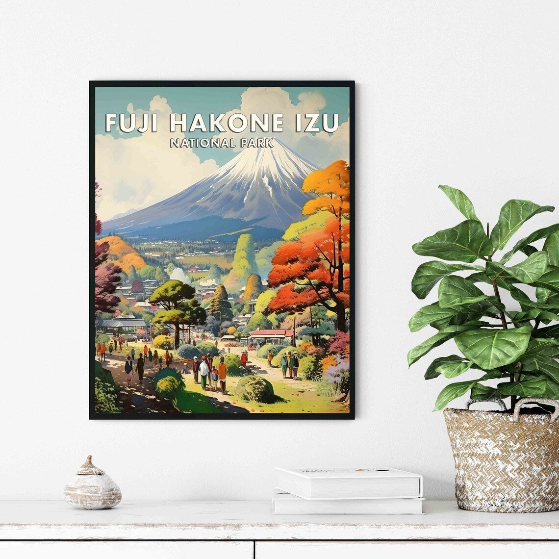 Fuji Hakone Izu National Park Mount Fuji Autumn Vintage Travel Poster - Image 2
