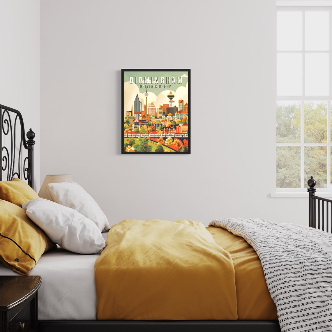 Birmingham United Kingdom City Skyline Towers Illustrated Poster - Image 3