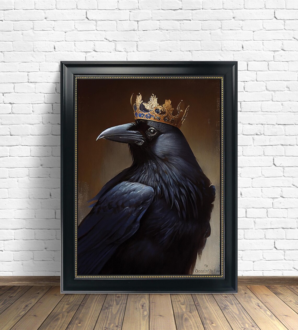 Majestic Crowned Raven Monarch Dark Gothic Oil Painting Poster - Image 2