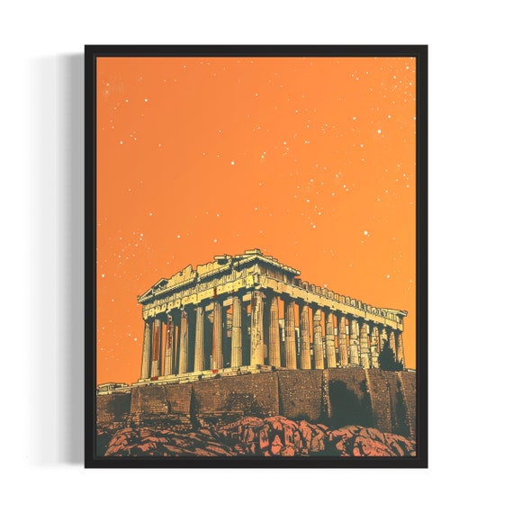 Griffith Observatory Sunset Poster Art Print Vintage Retro Landmarks Painting Wall Art Decor