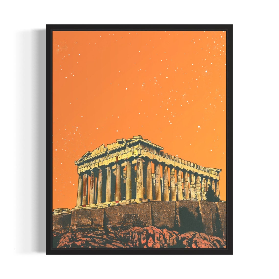 Athens Greece Parthenon Golden Sunset Orange Sky Landmark Poster