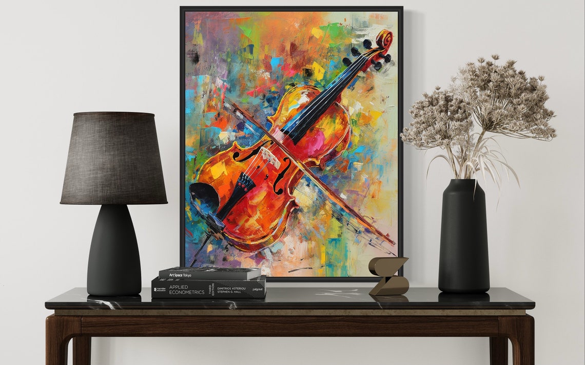 Colorful Abstract Violin Painting Vibrant Musical Instrument Poster - Image 2