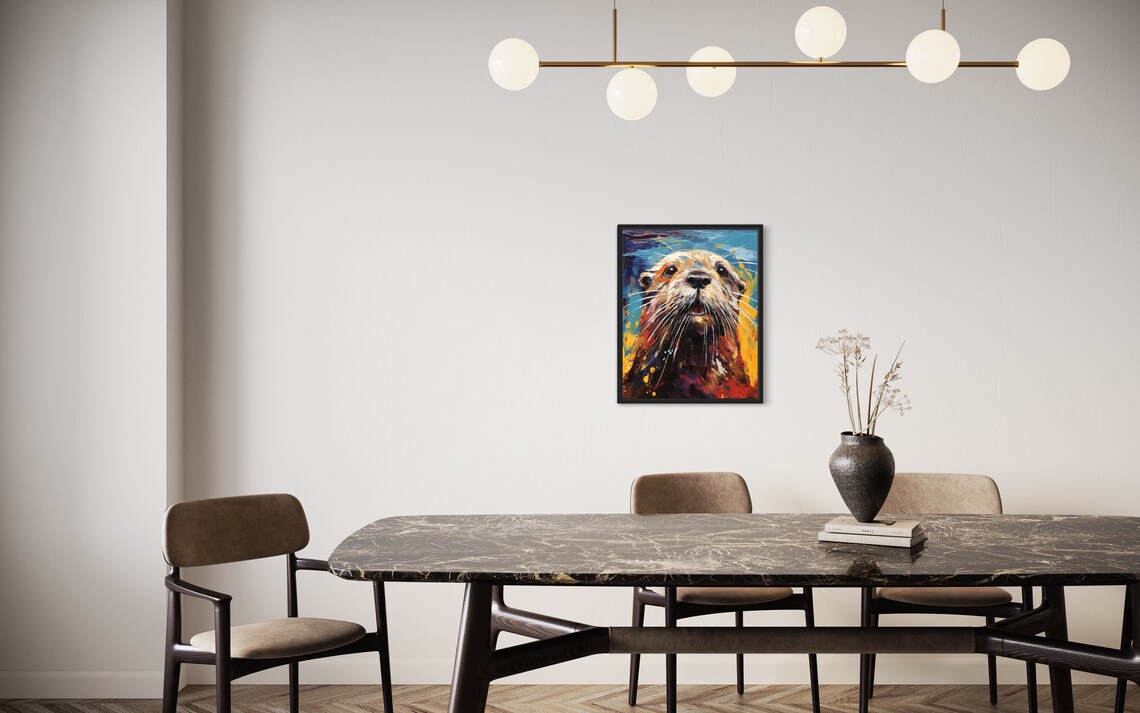 Otter Poster Art Print Abstract Animal Painting Wall Decor - Image 2