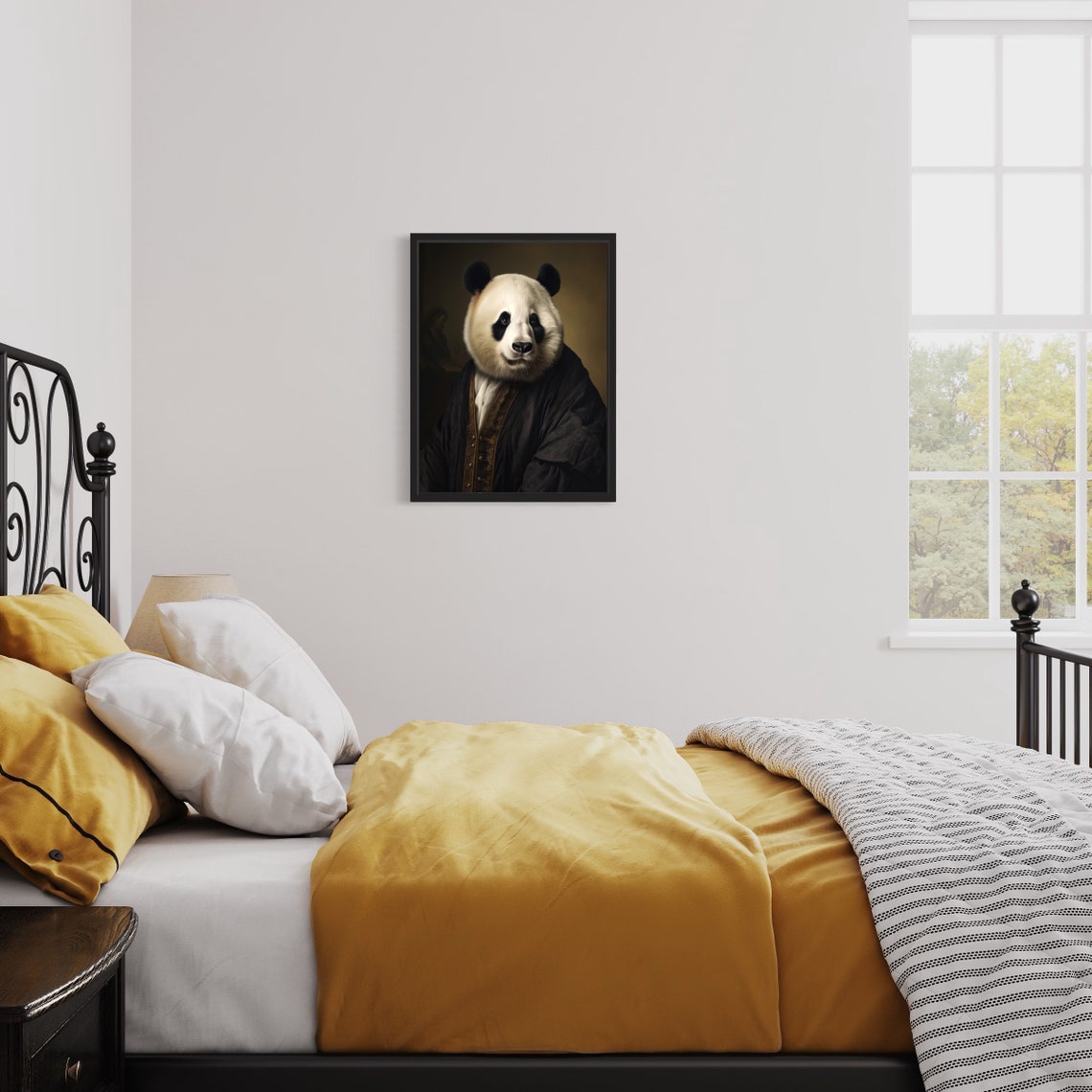 Giant Panda in Brocade Robe Dignified Animal Portrait Wall Art - Image 3