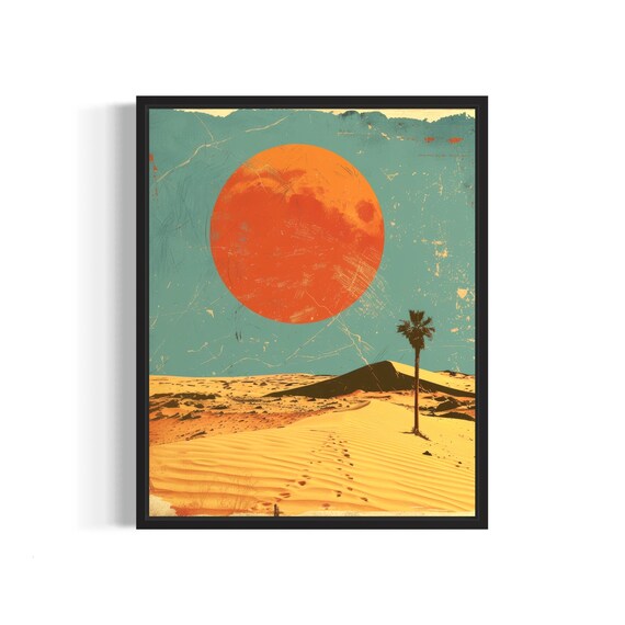 Sahara Desert Poster Art Print Vintage Retro Landmarks Painting Wall Art Decor