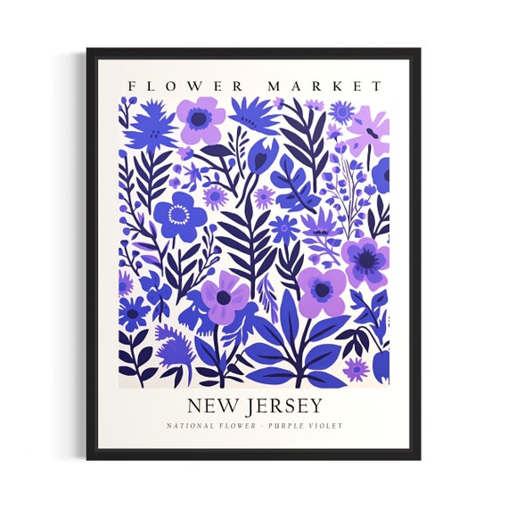New Jersey Flower Market Poster Art Print Botanical Collection For Bedroom Wall Art