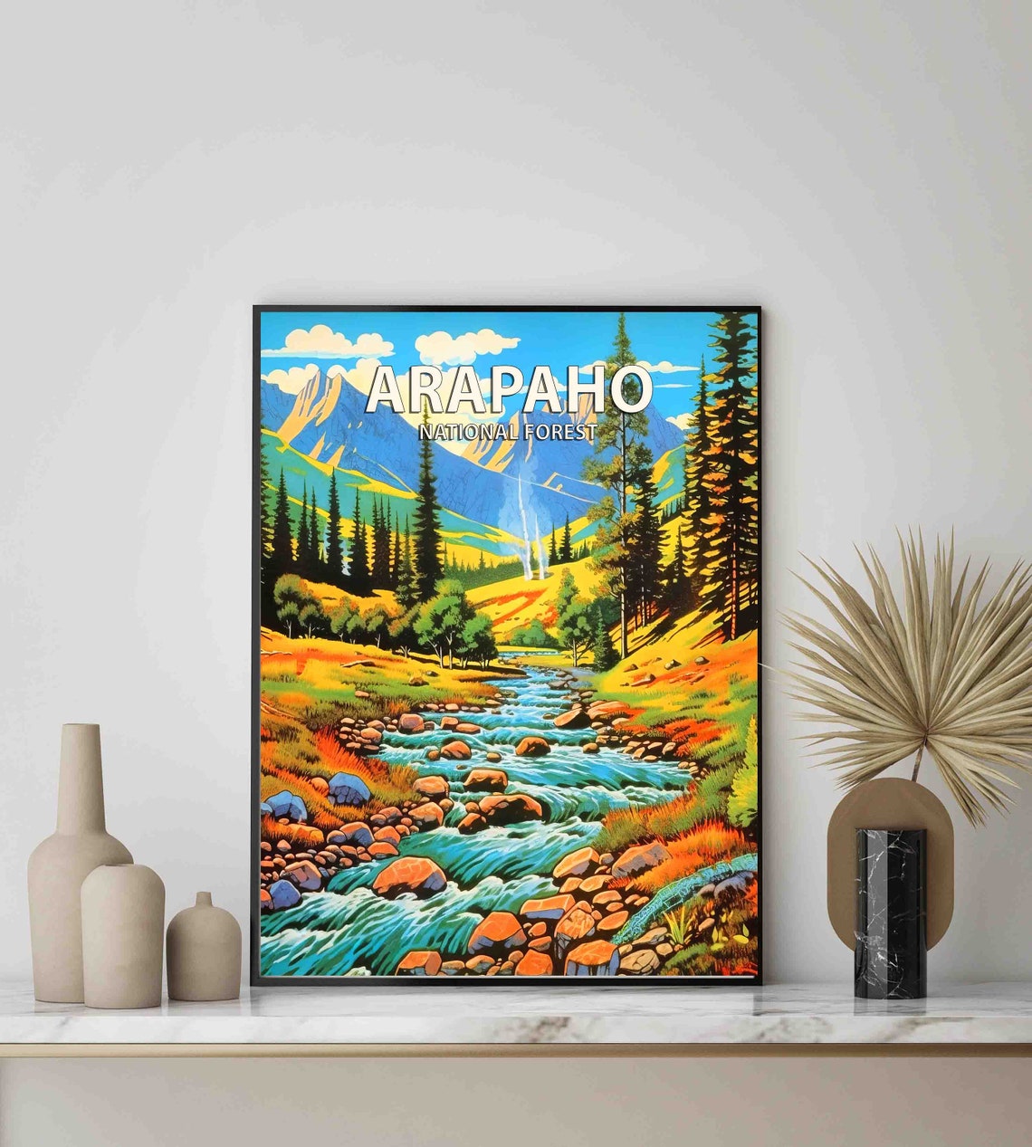 Arapaho National Forest Rocky Stream Valley Retro Travel Poster - Image 3