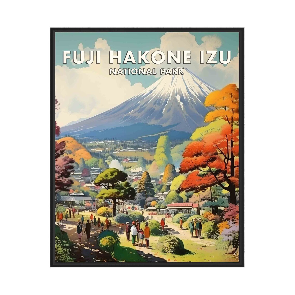 Fuji Hakone Izu National Park Mount Fuji Autumn Vintage Travel Poster