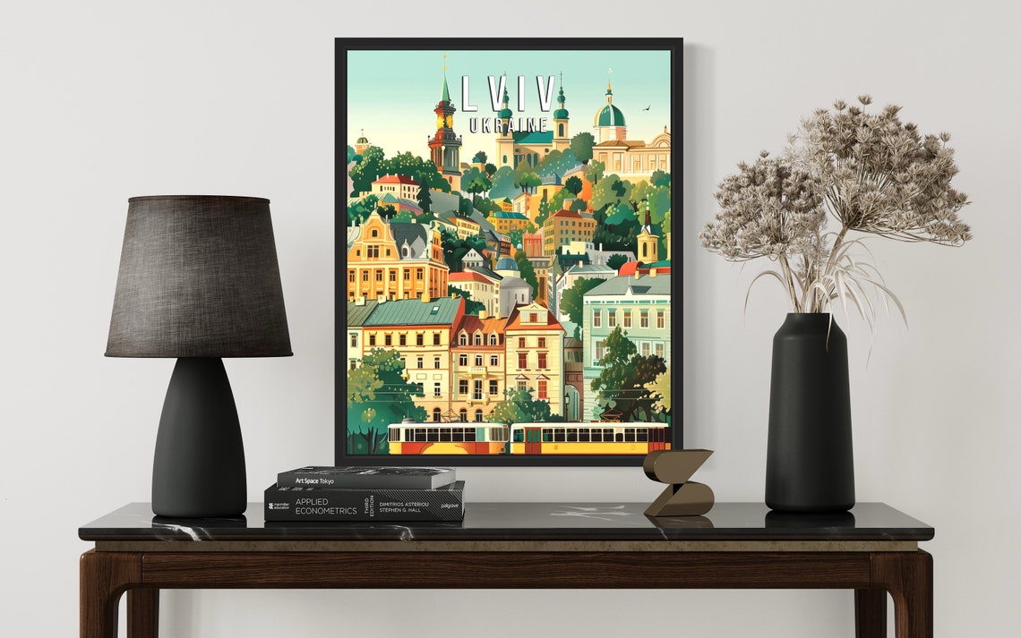 Lviv Ukraine Historic Old Town Trams Churches Vintage Travel Poster - Image 2