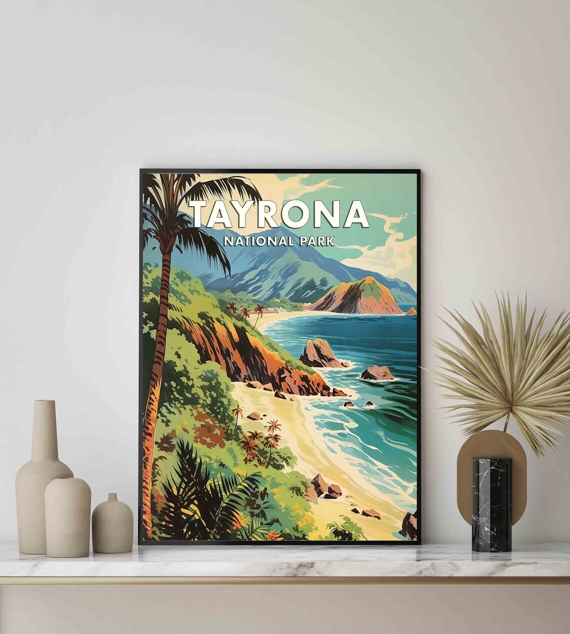 Tayrona National Park Tropical Palm Beach Cove Travel Poster - Image 2
