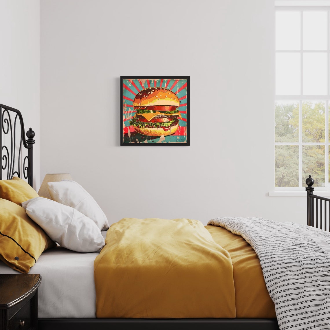 Cheeseburger Pop Art Bold Retro Diner Style Food Lovers Wall Art - Image 2