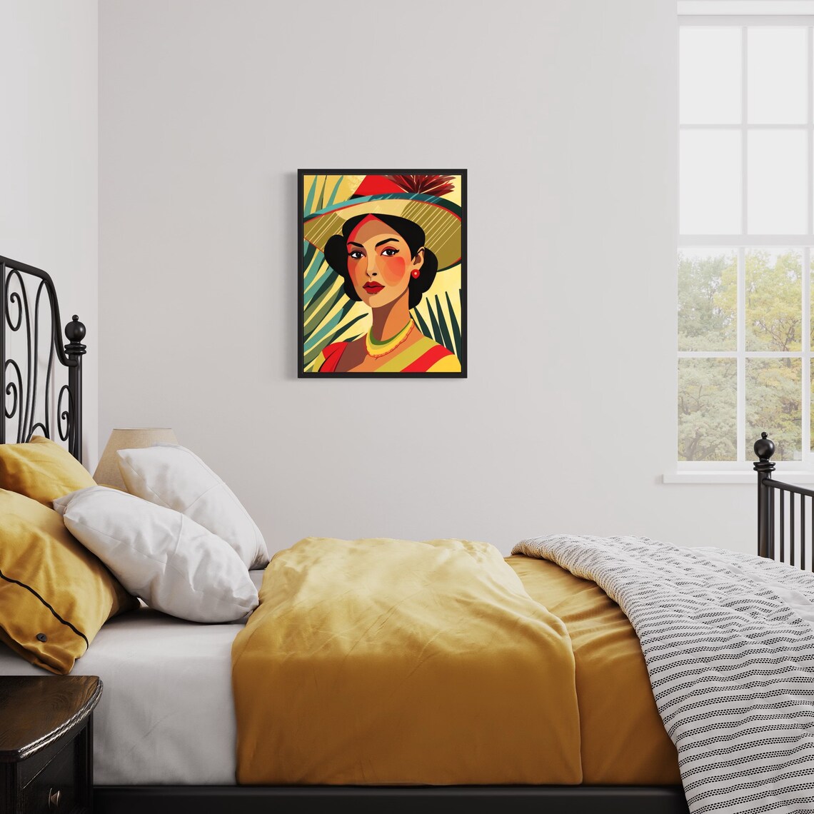 Spanish Woman in Wide Hat Vintage Latin American Portrait Art Poster - Image 3