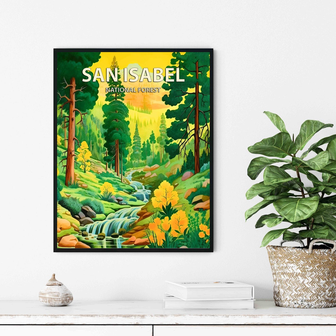 San Isabel National Forest Pine Stream Wildflower Retro Travel Poster - Image 2