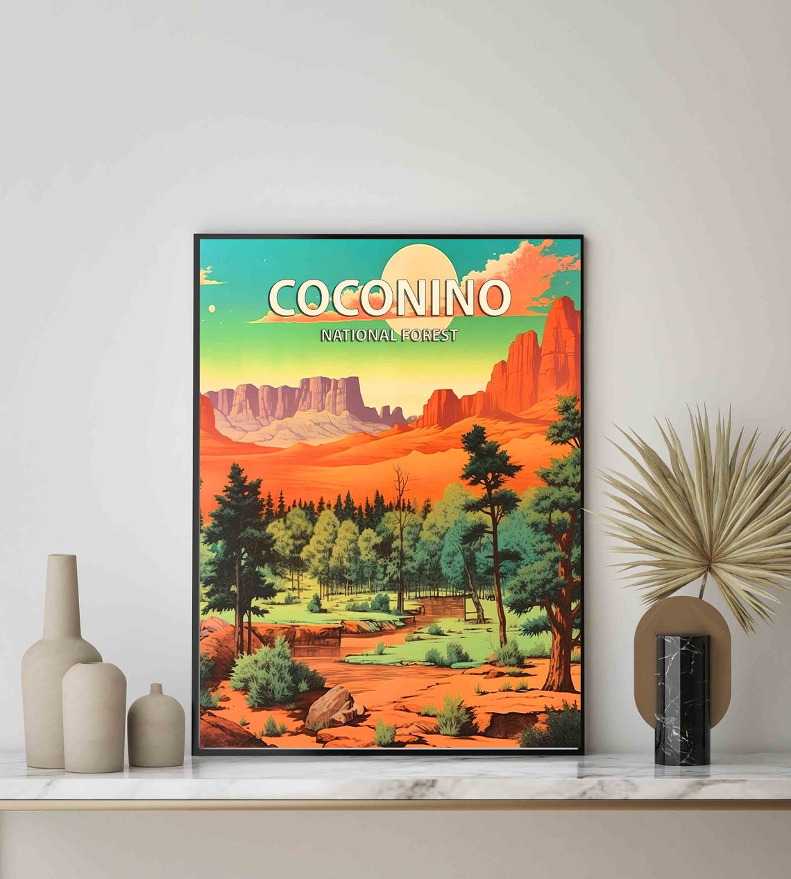 Coconino National Forest Red Rock Canyon Retro Arizona Poster - Image 3