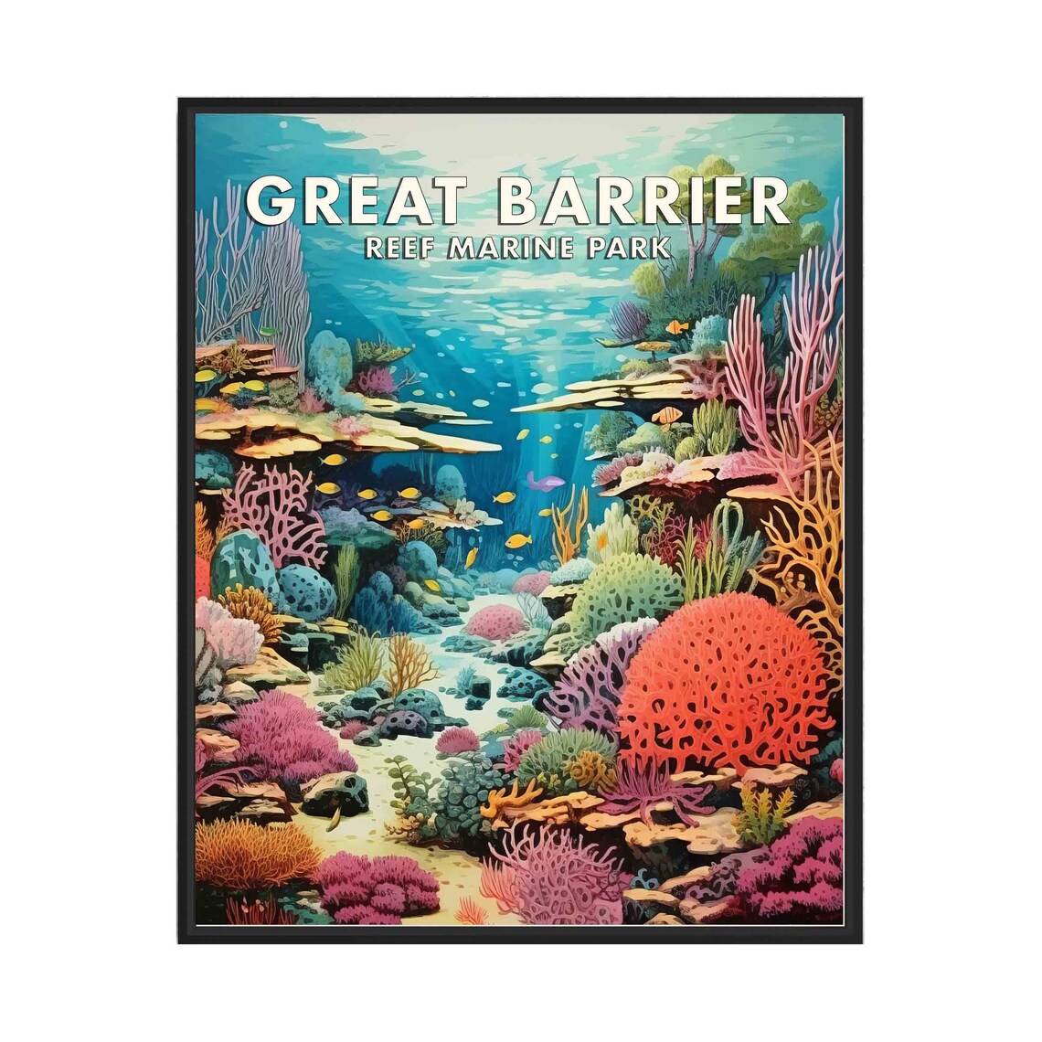 Great Barrier Reef Coral Gardens Underwater Marine Park Travel Poster