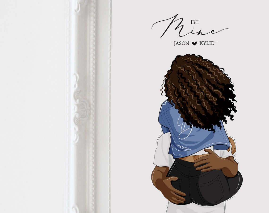 Be Mine Personalized Couple Carry Pose Illustration Valentine Poster