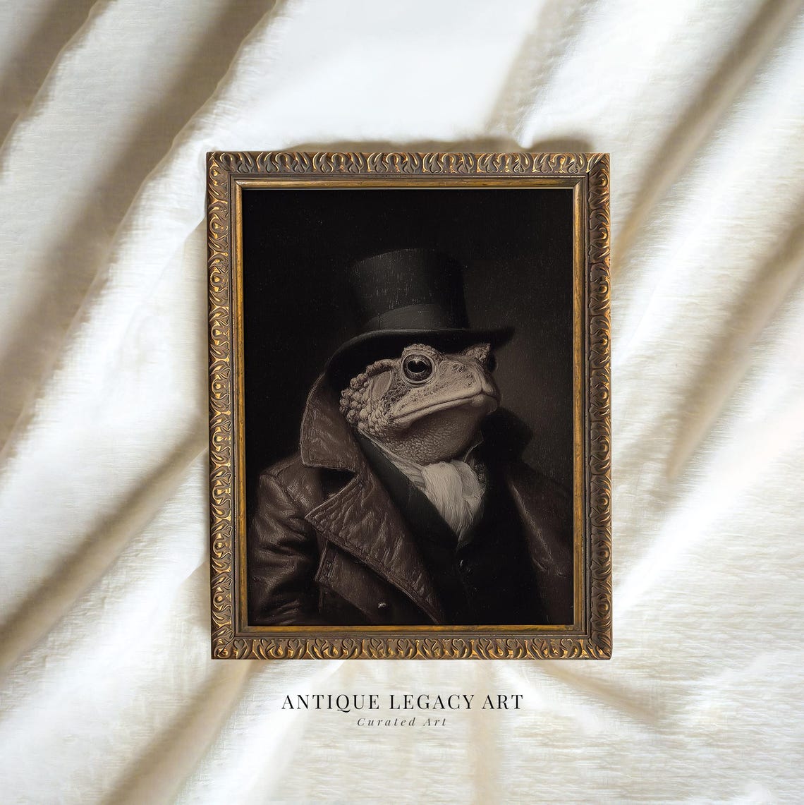 Gothic Victorian Frog Portrait Top Hat Vintage Toad Painting Poster