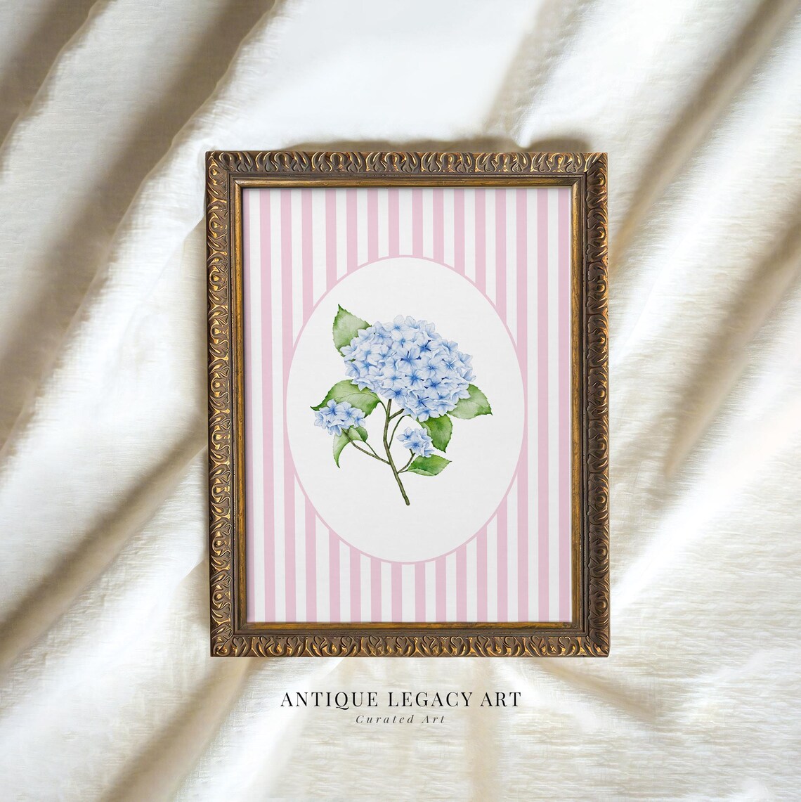 Blue Hydrangea Watercolor Painting Print Botanical Flower Wall Art