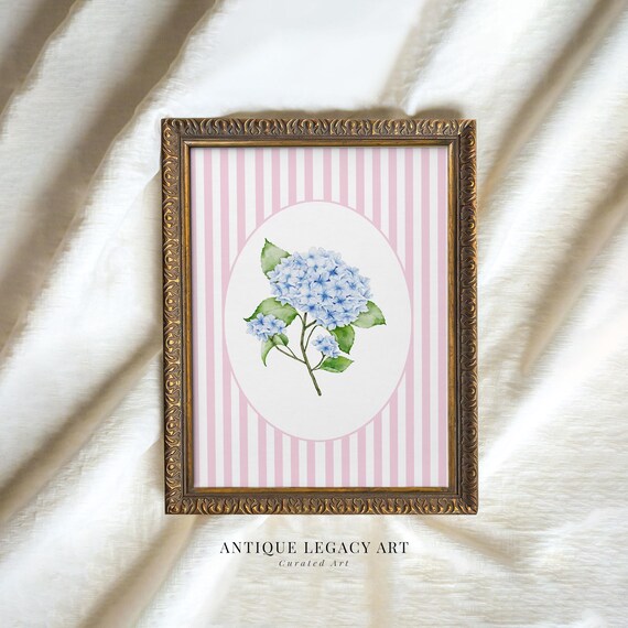 Blue Hydrangea Watercolor Painting Print Botanical Flower Wall Art