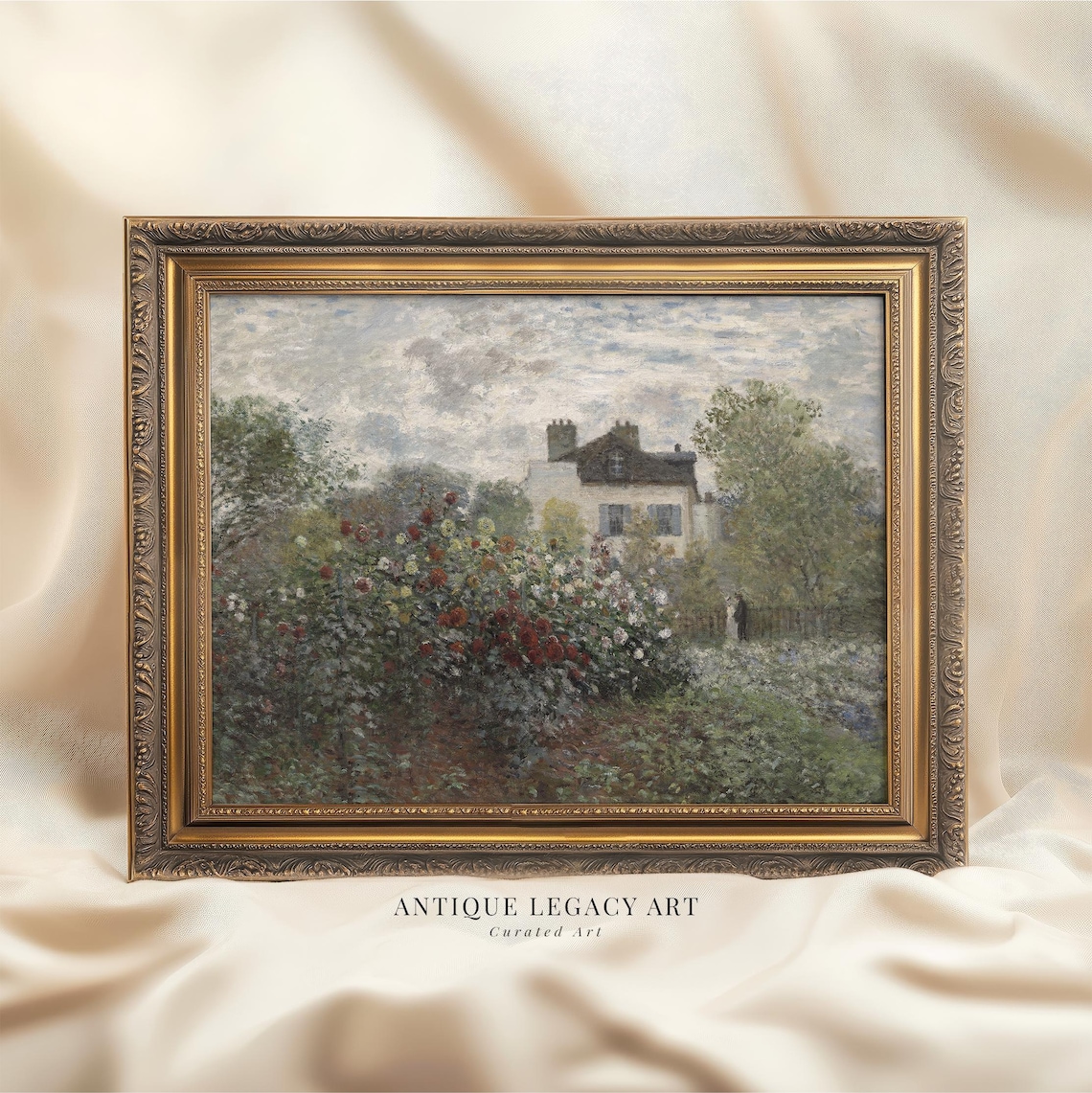 Vintage Cottage Garden Painting Impressionist Floral House Poster