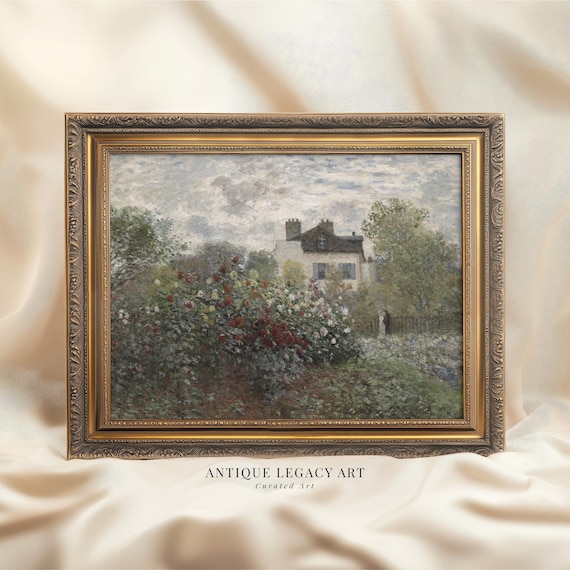 Vintage Cottage Garden Painting Impressionist Floral House Poster