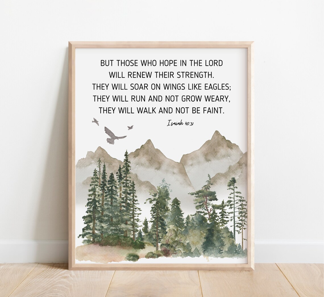 Isaiah 40:31 Scripture Art Print, Watercolor