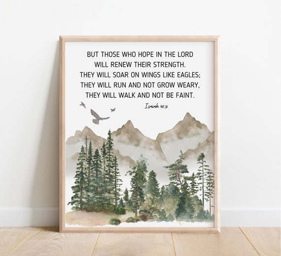 Isaiah 40:31 Scripture Art Print, Watercolor
