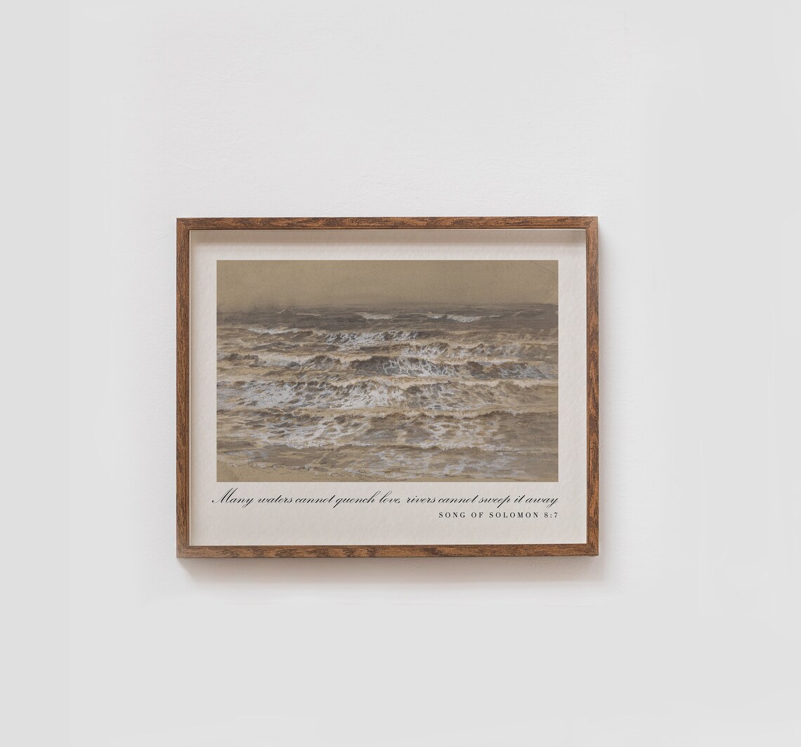 Song of Solomon 8:7 Many Waters Cannot Quench Love Ocean Wave Christian Poster - Image 3