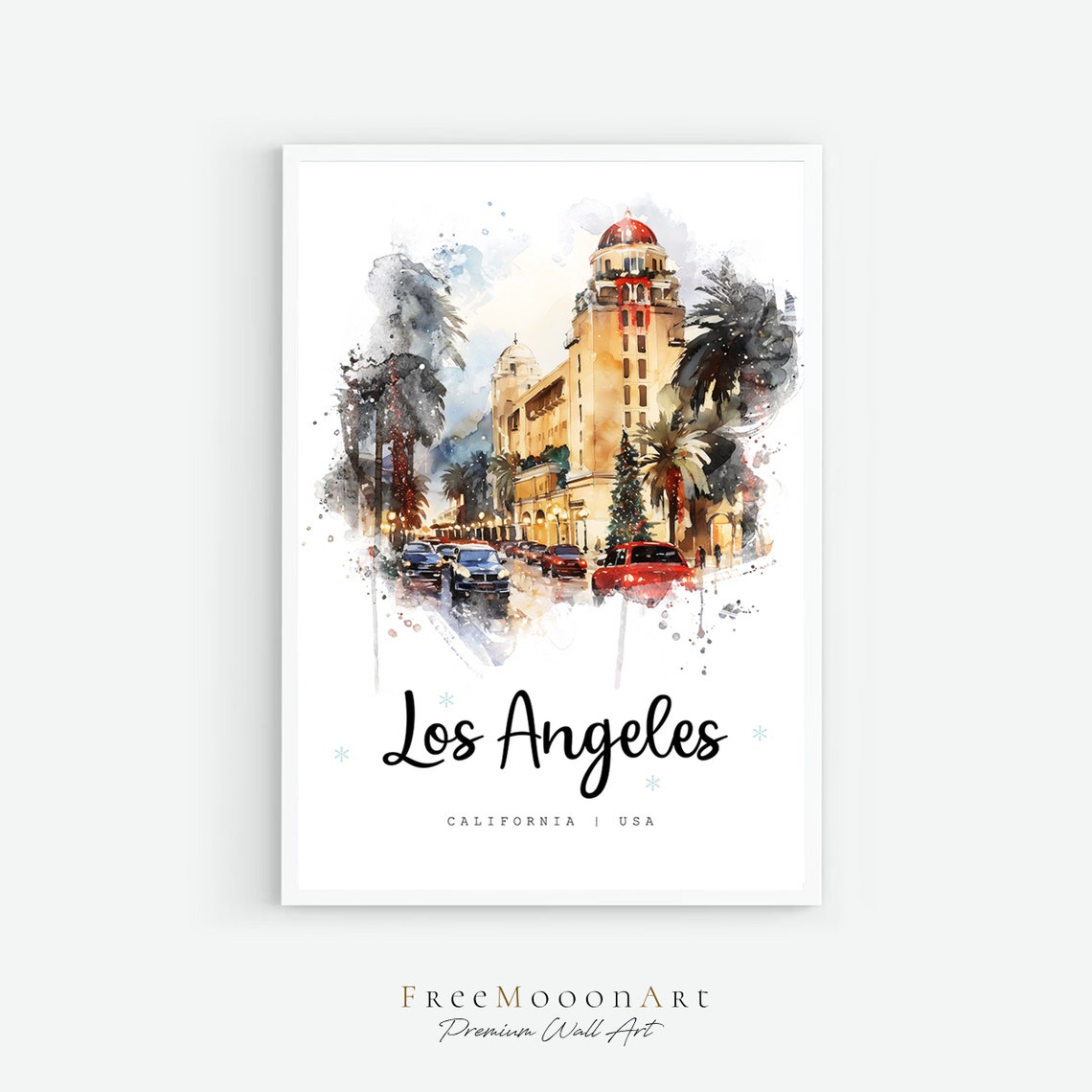Los Angeles California Travel Poster Los Angeles City Print California Wall Art Decor Usa Prints Los Angeles Watercolor Painting