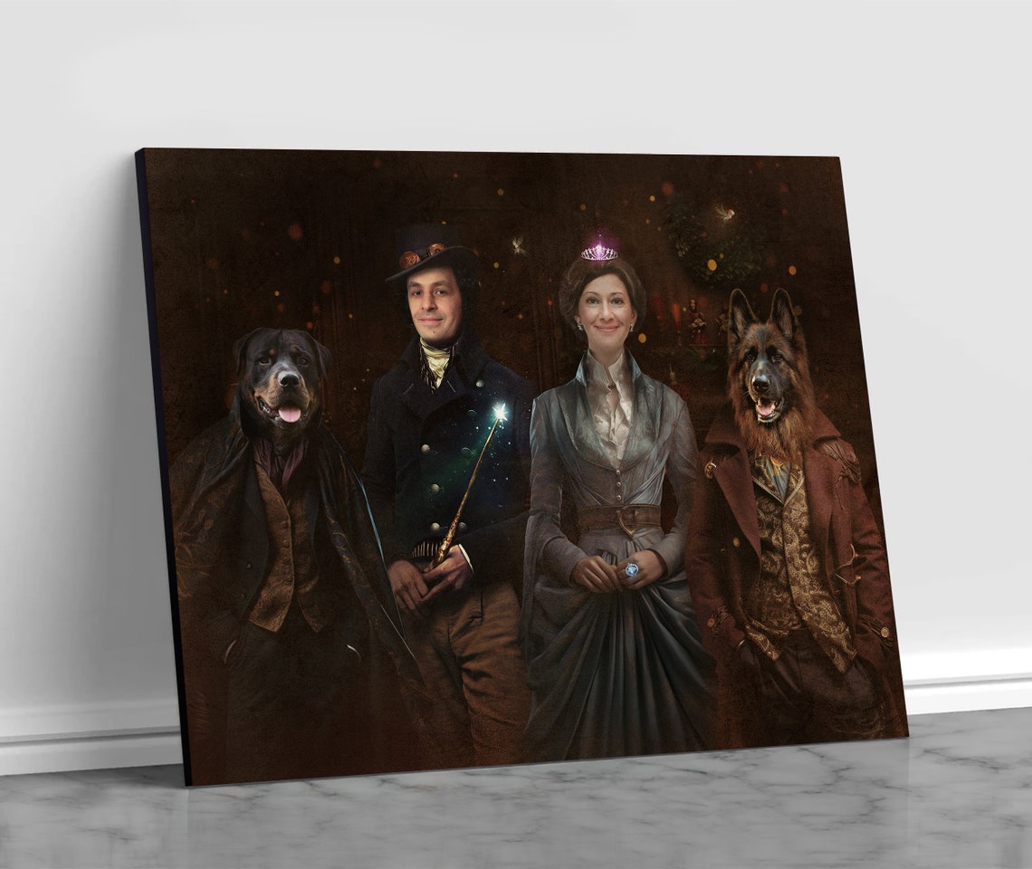 Wizard Family Magical Christmas Custom Group Portrait Poster Gift - Image 4
