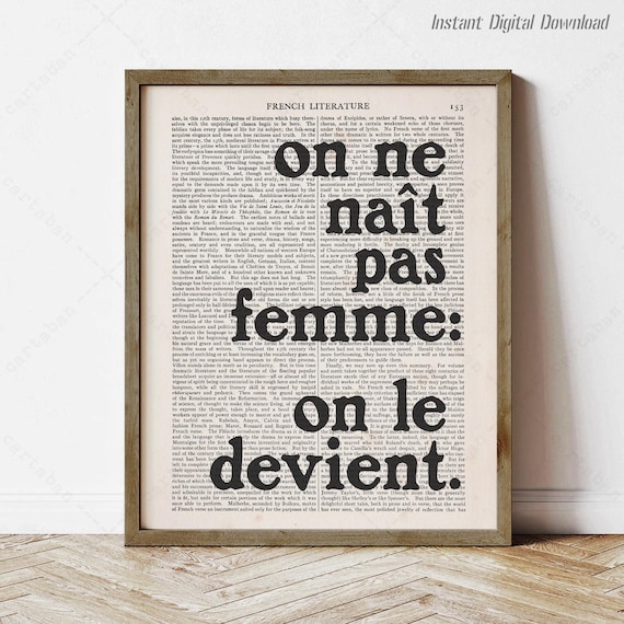 Simone De Beauvoir On Ne Nait Pas Femme Feminist French Quote Wall Art Poster