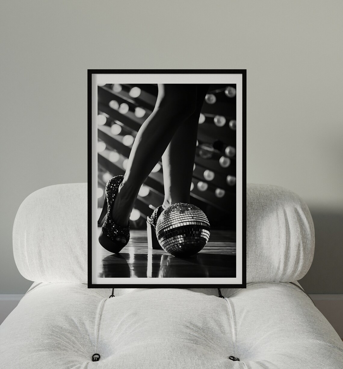 Black and White Disco Ball High Heels Party Photo Poster Night - Image 2