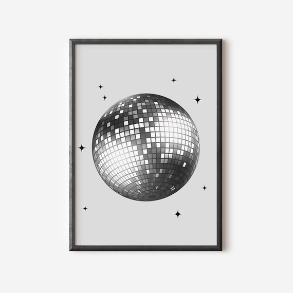 Minimalist Disco Ball Poster Trendy Bar Cart Decor Shining Mirrorball Print Gift For Feminist Room Decor Disco Ball Png