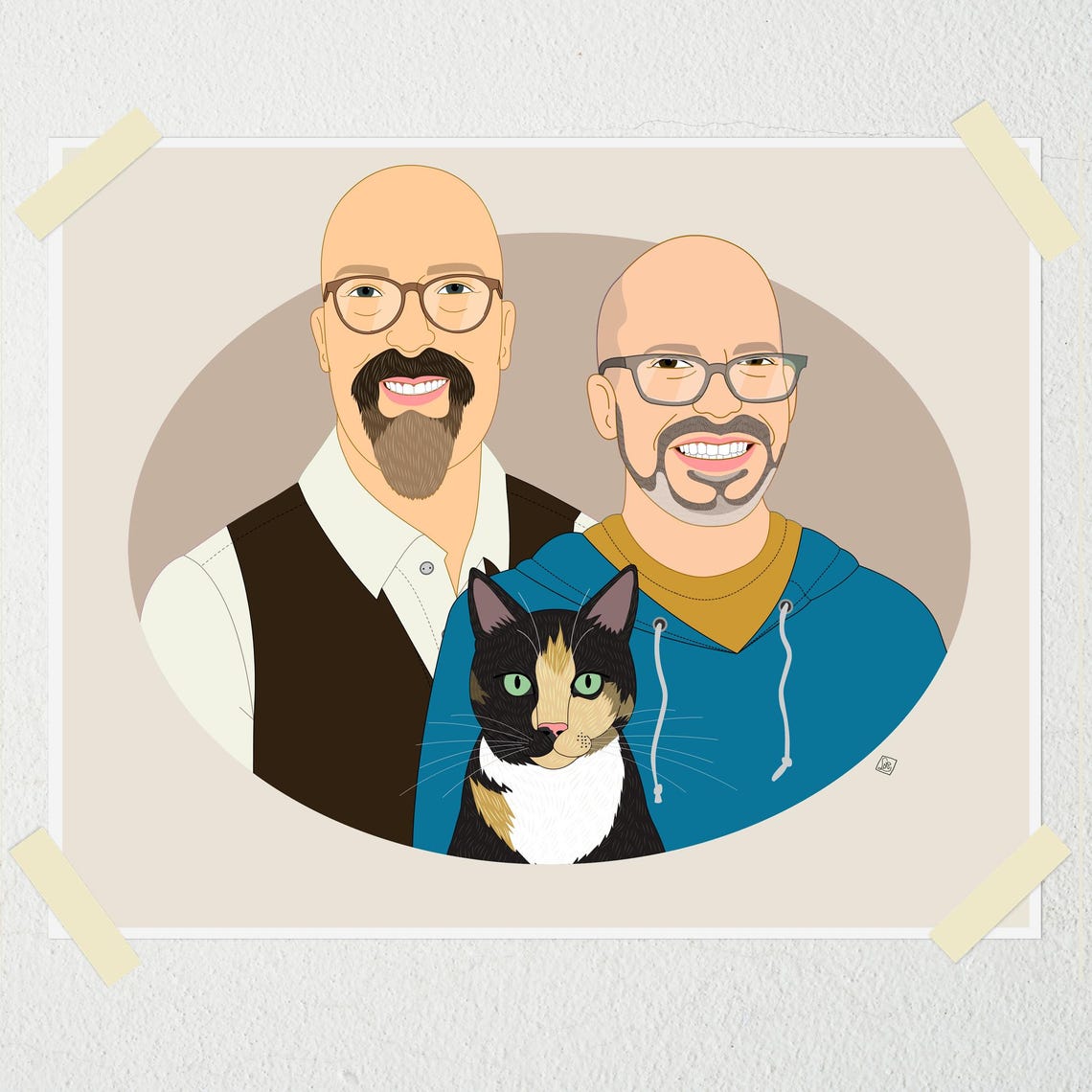 Custom Couples Portrait Gift Certificate With Pet 8x10 Art Print - Image 2