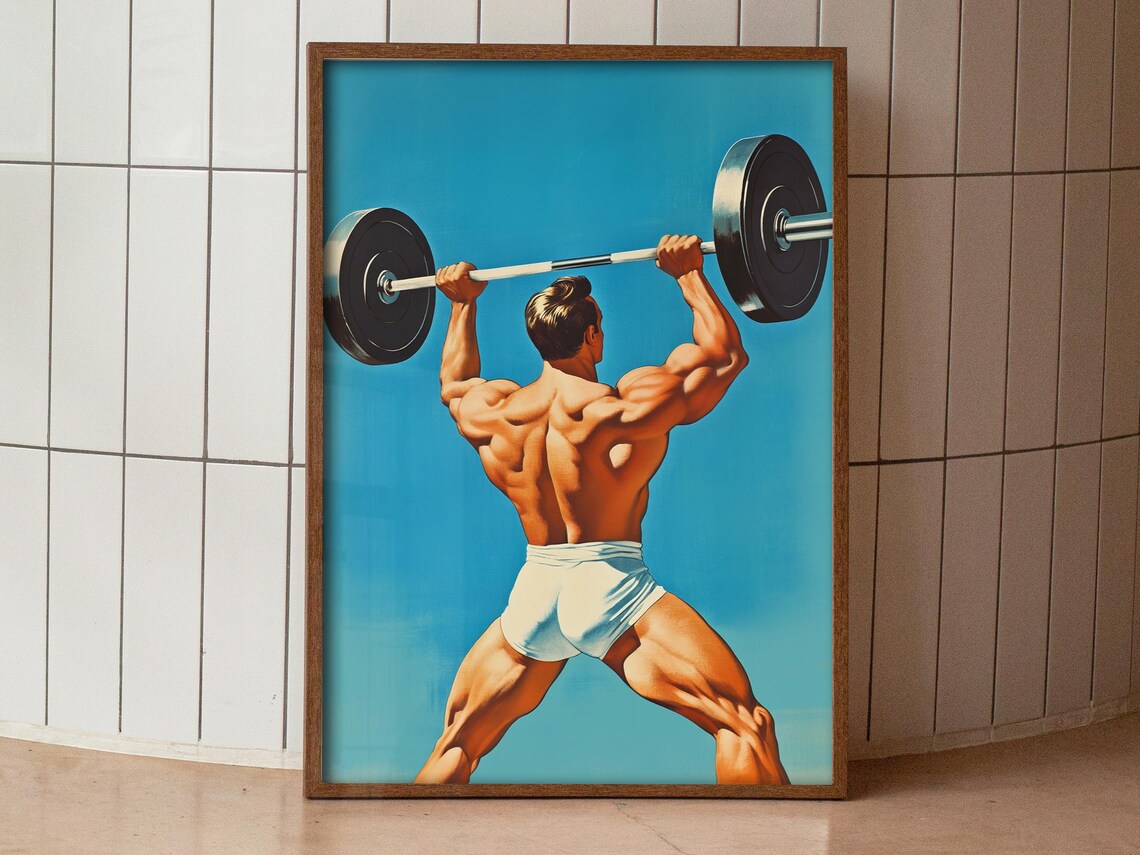 Retro Gym Motivation Weightlifting Art Print - Image 3