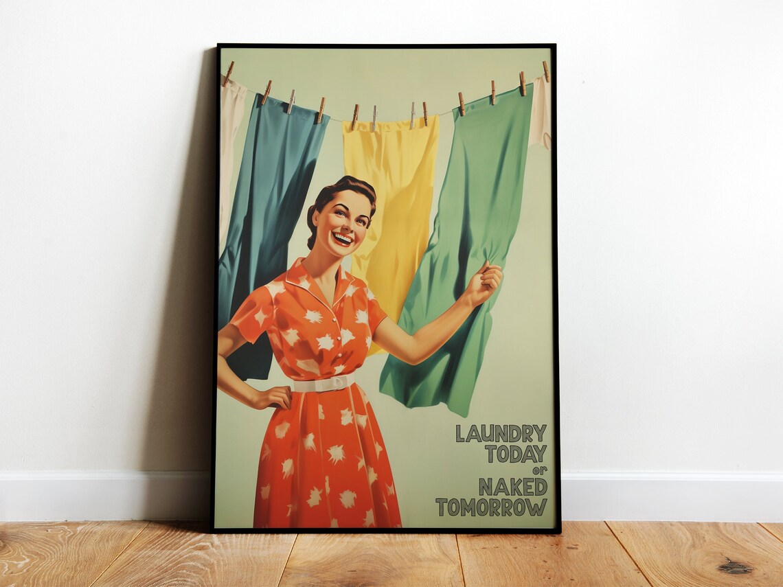 Laundry Room Retro Housewife Poster Print