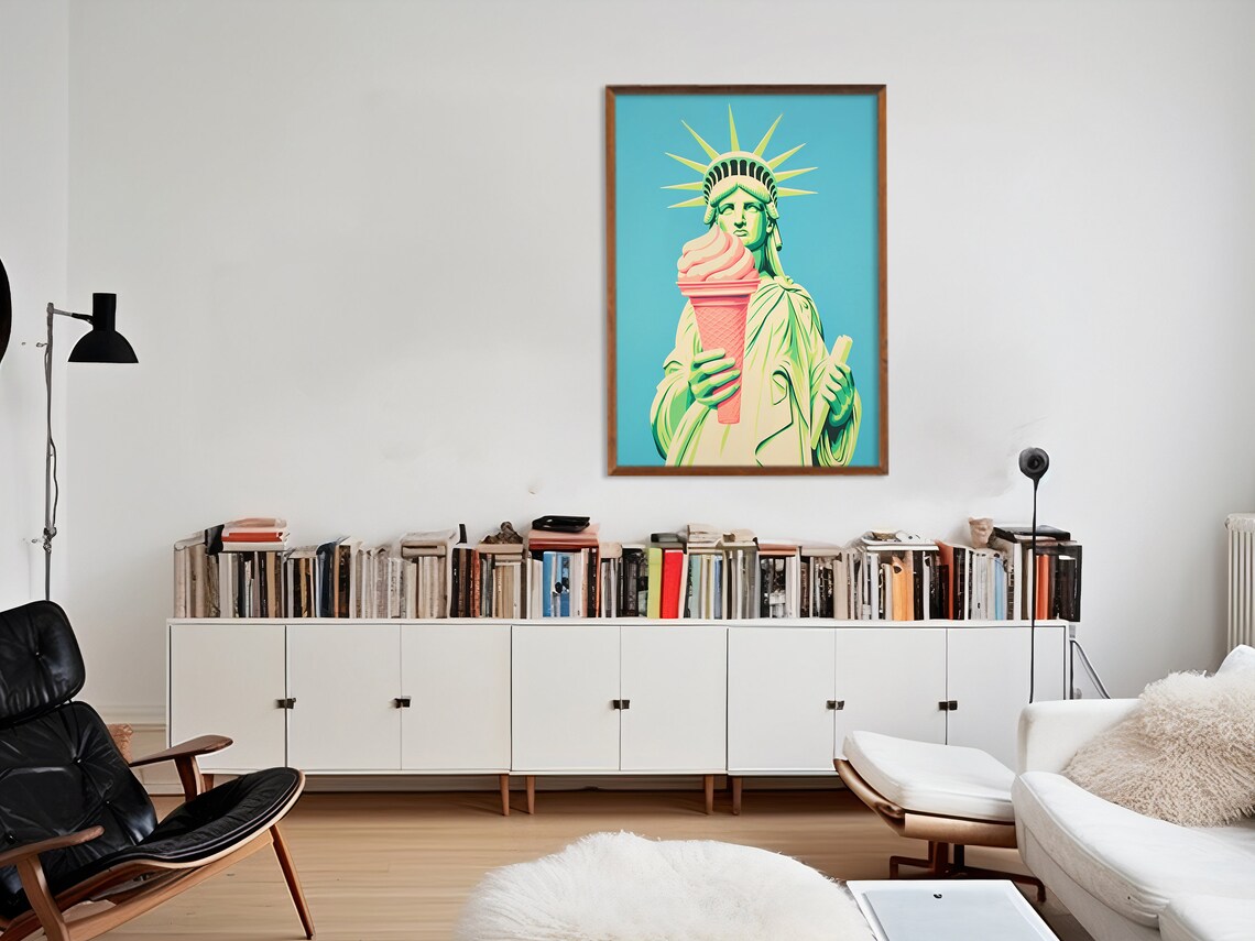 Statue of Liberty Pink Ice Cream Pop Art New York City Poster - Image 3